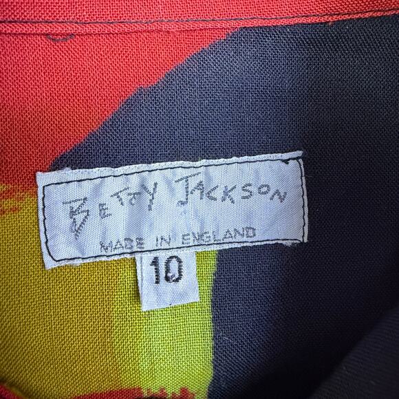 Betty Jackson England Shirt Womens 10 Long Sleeve Button Up Abstract Artsy Wool - Picture 9 of 11